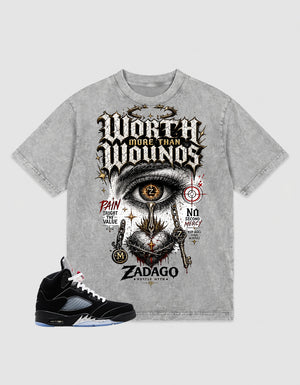 Washed T-shirt to Match Metallic Reimagined 5s - Worth More Than Wounos Graphic
