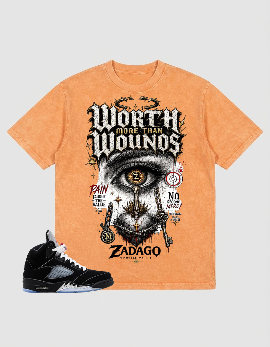 Washed T-shirt to Match Metallic Reimagined 5s - Worth More Than Wounos Graphic