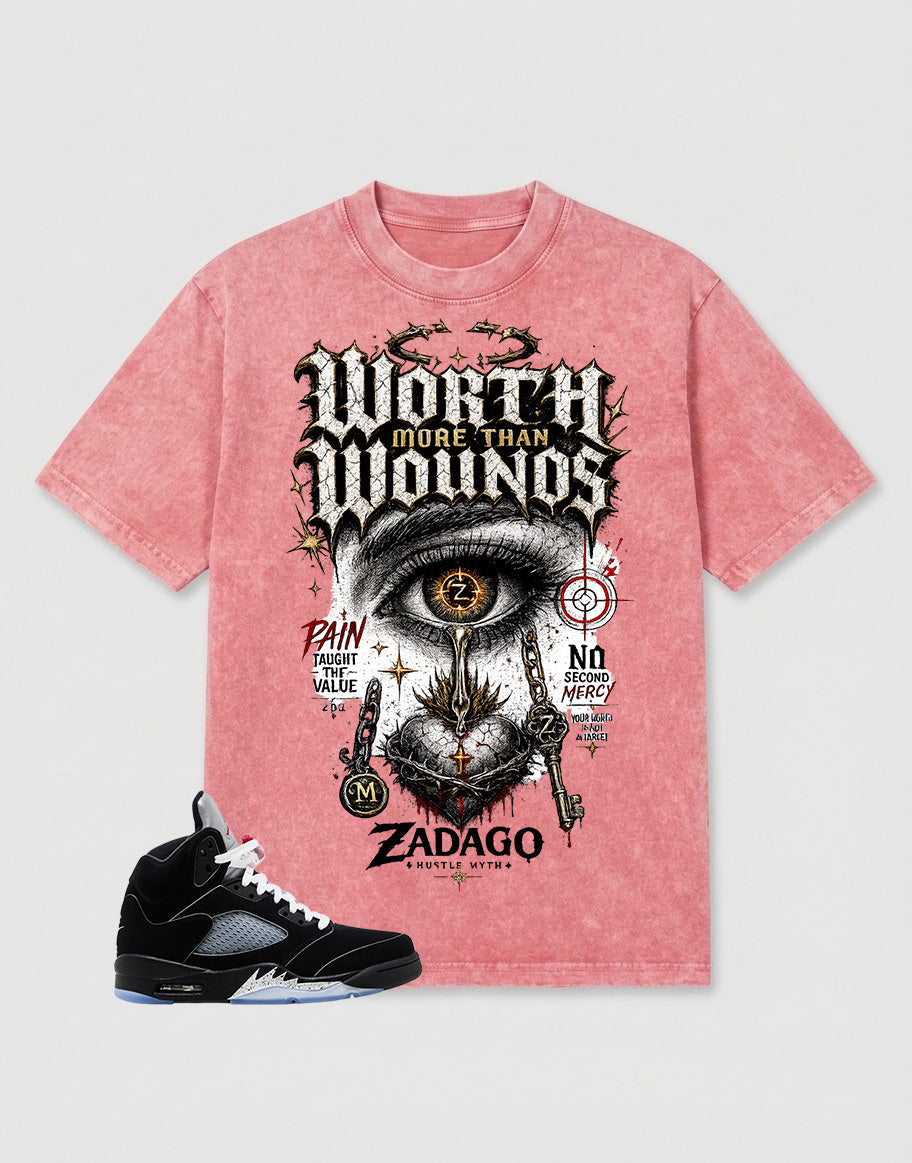 Washed T-shirt to Match Metallic Reimagined 5s - Worth More Than Wounos Graphic