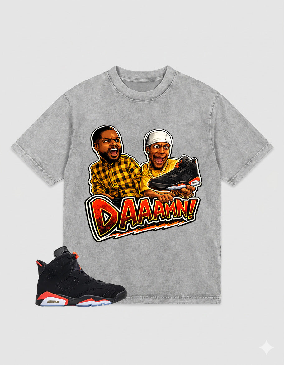 Washed Tee to MatchAir Jordan 6 Infrared | Daaamn Sneaker Shirt | Zadago