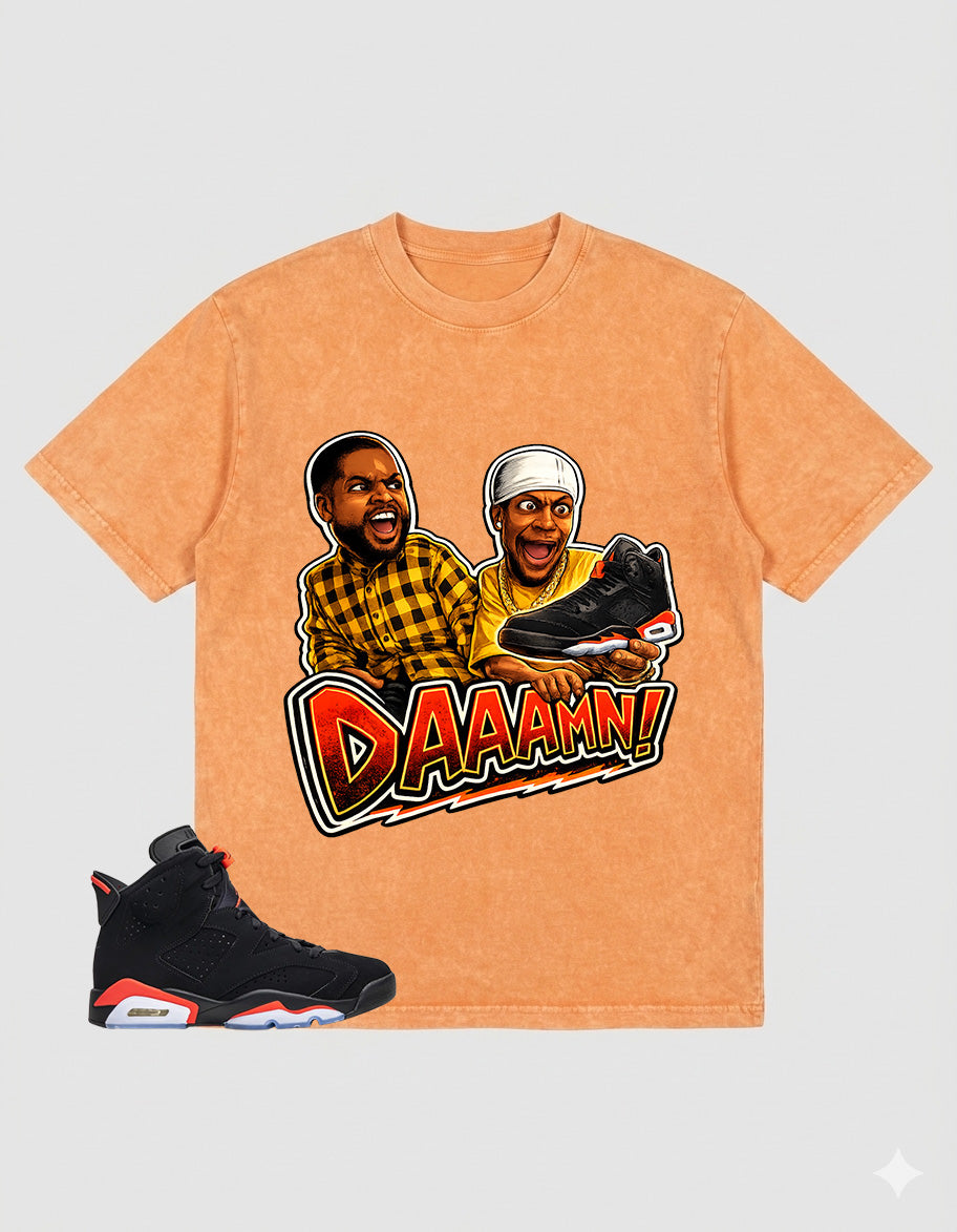 Washed Tee to MatchAir Jordan 6 Infrared | Daaamn Sneaker Shirt | Zadago