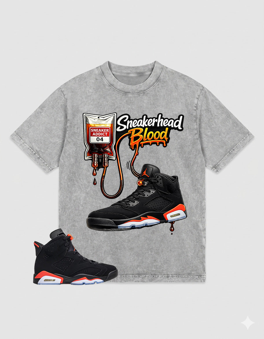 Washed Tee to MatchAir Jordan 6 Infrared | Sneakerhead Blood Shirt | Zadago