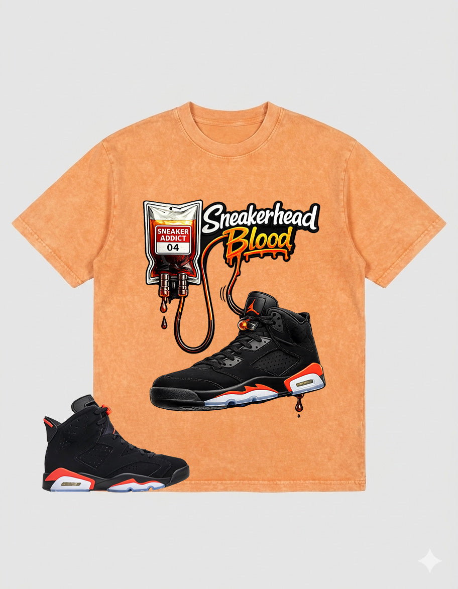 Washed Tee to MatchAir Jordan 6 Infrared | Sneakerhead Blood Shirt | Zadago