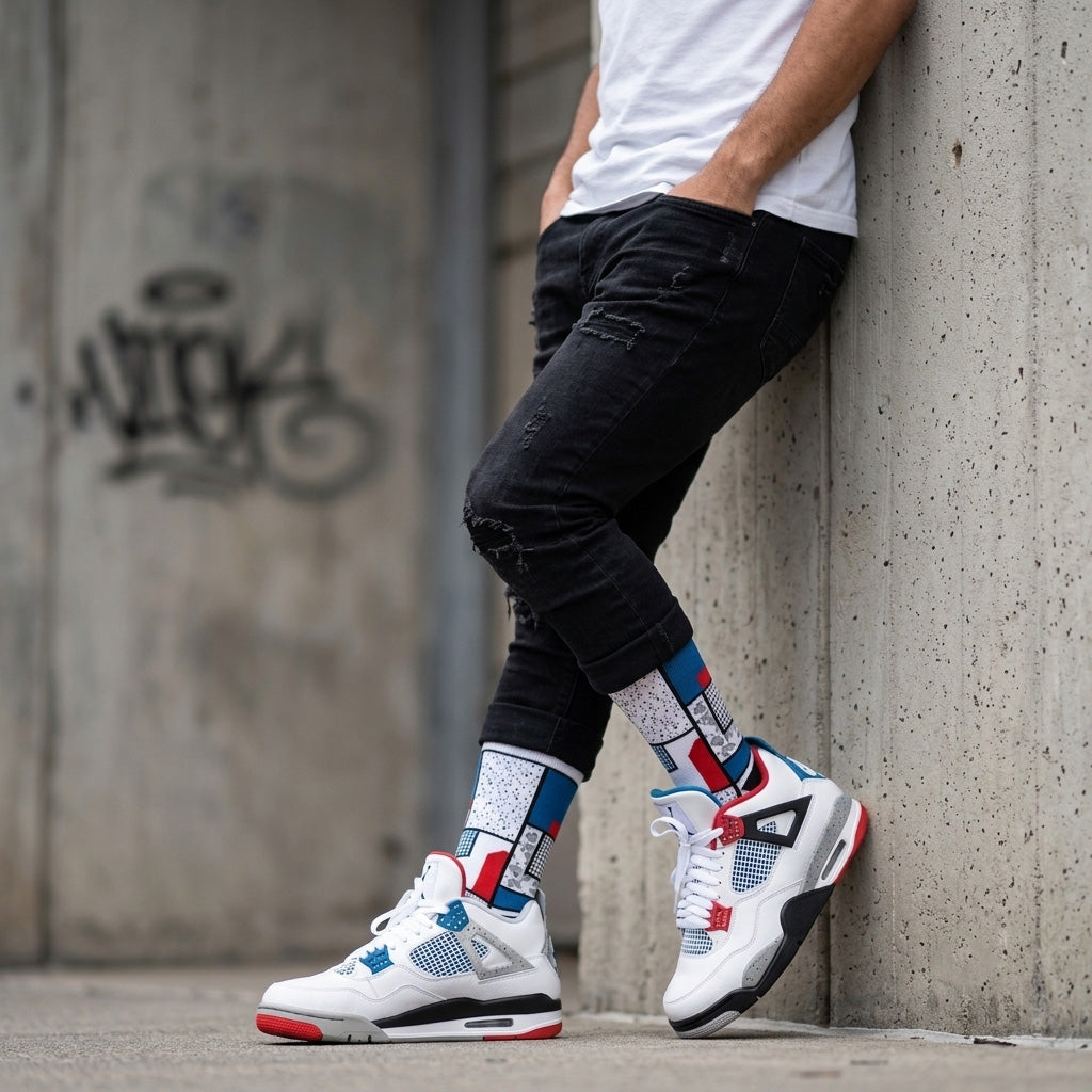 What The 4 Socks – Air Jordan 4 Inspired Mid-Calf Unisex Crew Socks