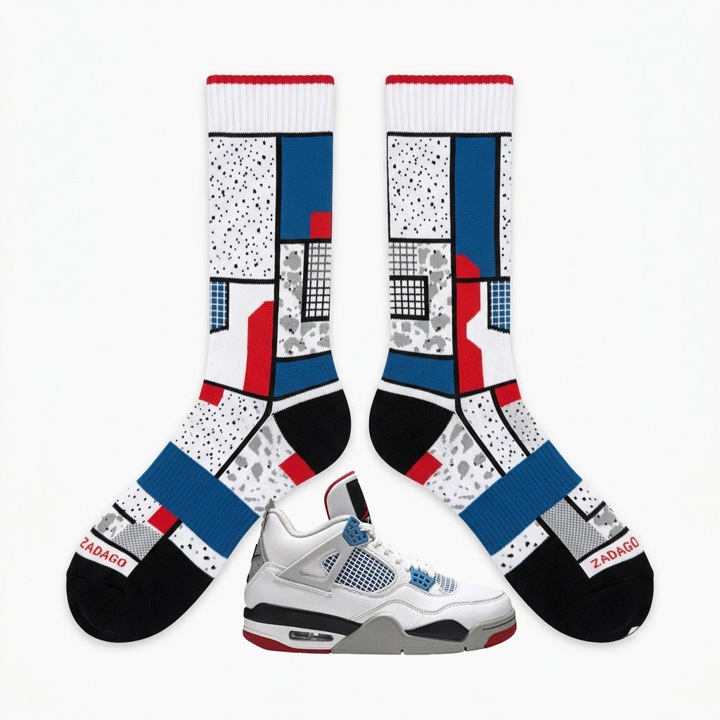 What The 4 Socks – Air Jordan 4 Inspired Mid-Calf Unisex Crew Socks