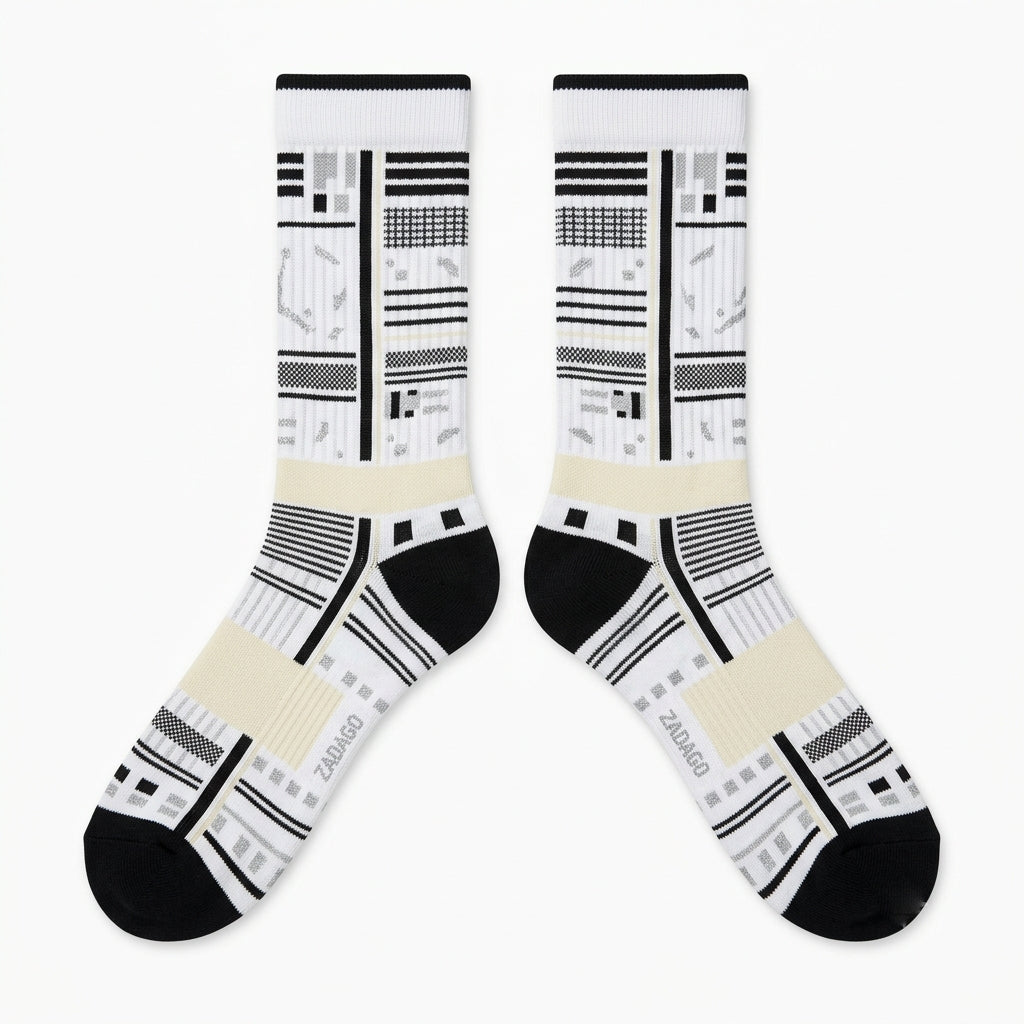 White Black Socks – Air Jordan 5 Retro Inspired Mid-Calf Unisex Crew Socks