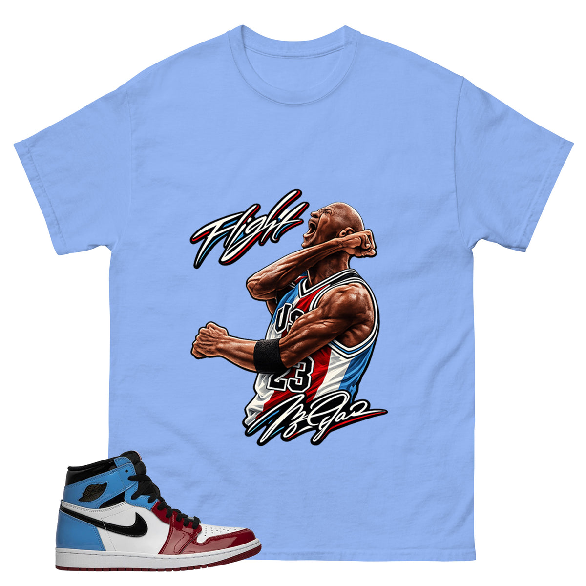 White Fearless 1s Zadago Shirt Flight Victory MJ Graphic