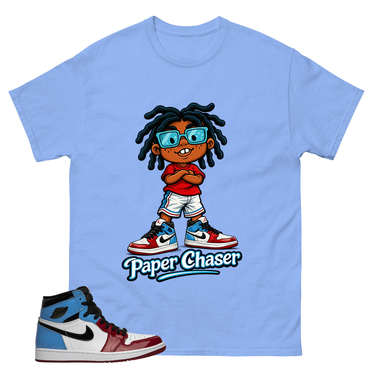 White Fearless 1s Zadago Shirt Paper Chaser Graphic