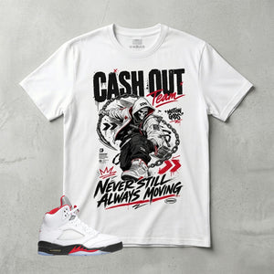 White Fire Red 5s Zadago Shirt Cash Out Team Graphic