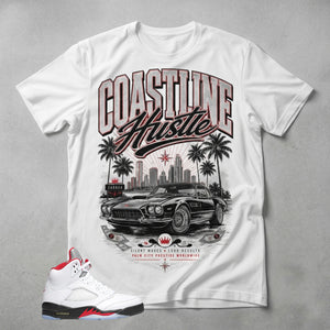 White Fire Red 5s Zadago Shirt Coastline Hustle Graphic