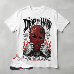 White Fire Red 5s Zadago Shirt Drip Too Hard Graphic