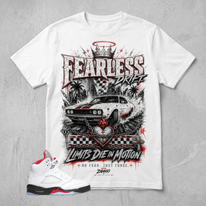 White Fire Red 5s Zadago Shirt Fearless Graphic