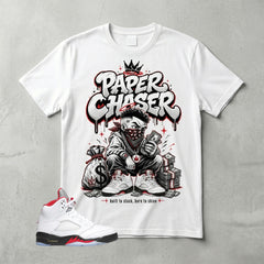 White Fire Red 5s Zadago Shirt Paper Chaser Graphic