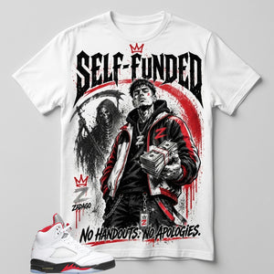 White Fire Red 5s Zadago Shirt Self-Funded Graphic