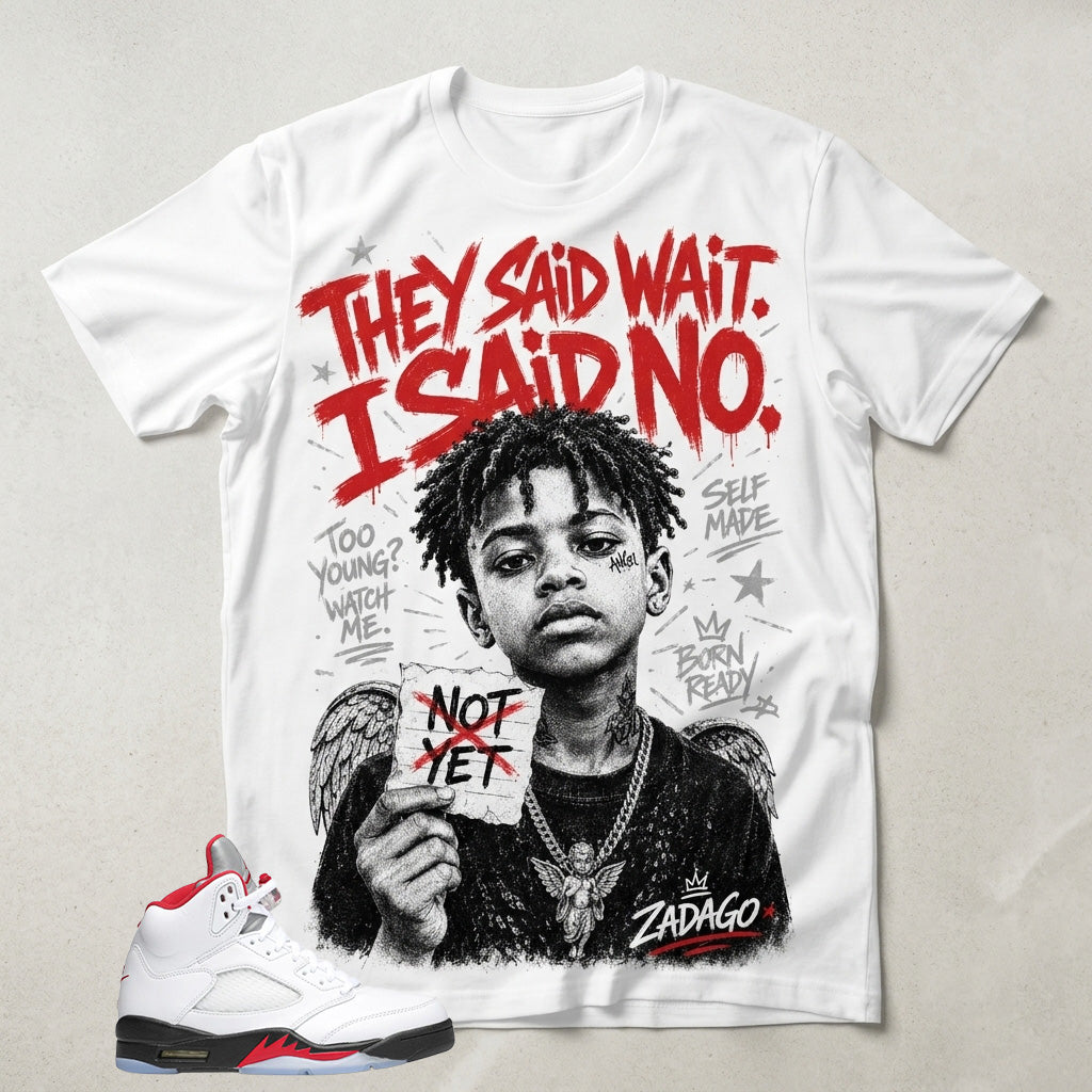 White Fire Red 5s Zadago Shirt Self Made Graphic