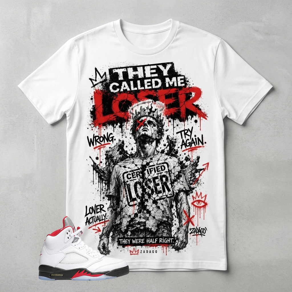White Fire Red 5s Zadago Shirt They Called Me Loser Graphic