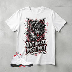 White Fire Red 5s Zadago Shirt Untamed Instinct Graphic