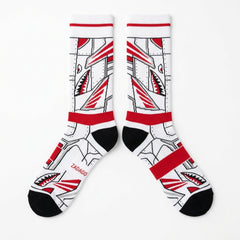 White Fire Red Socks – Air Jordan 5 Inspired Mid-Calf Unisex Crew Socks