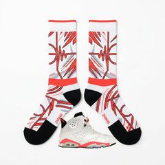 White Infrared Socks – Air Jordan 6 OG Inspired Mid-Calf Unisex Crew Socks