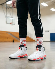White Infrared Socks – Air Jordan 6 OG Inspired Mid-Calf Unisex Crew Socks