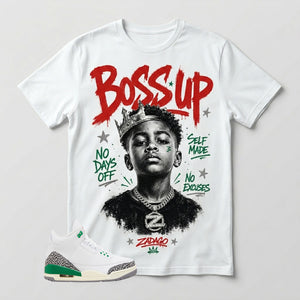 White Lucky Green 3s Zadago Shirt Boss Up Graphic