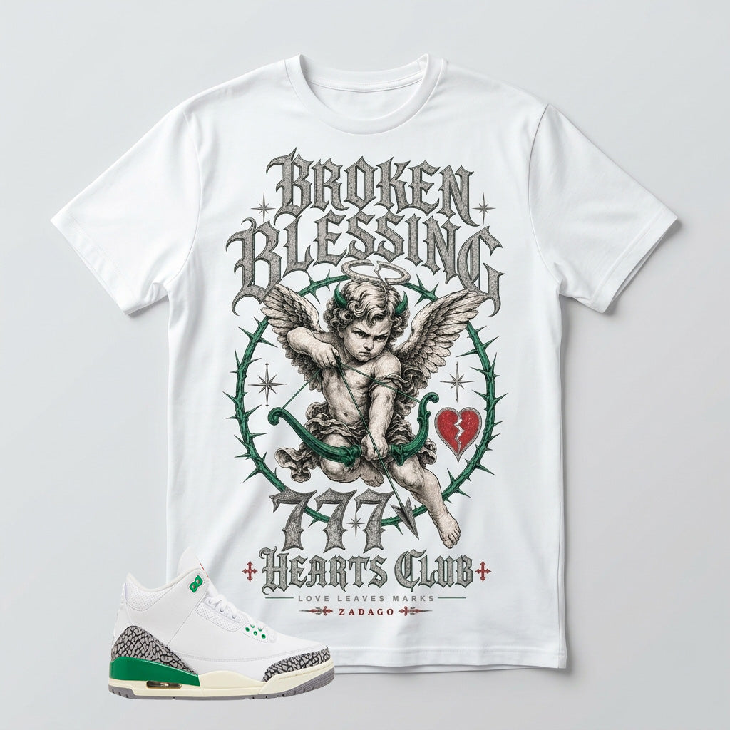 White Lucky Green 3s Zadago Shirt Broken Blessing Graphic