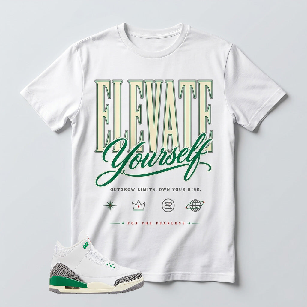 White Lucky Green 3s Zadago Shirt Elevate Yourself Graphic