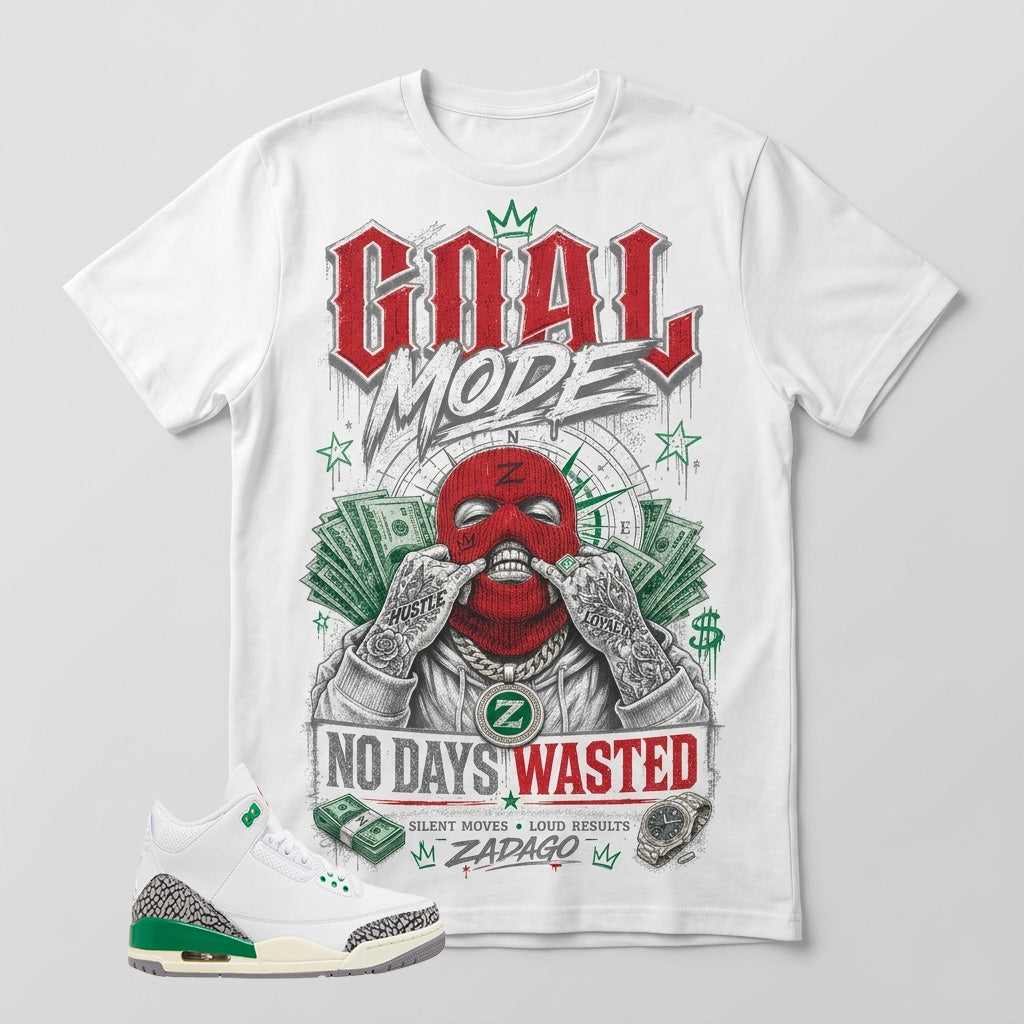 White Lucky Green 3s Zadago Shirt Goal Mode Graphic