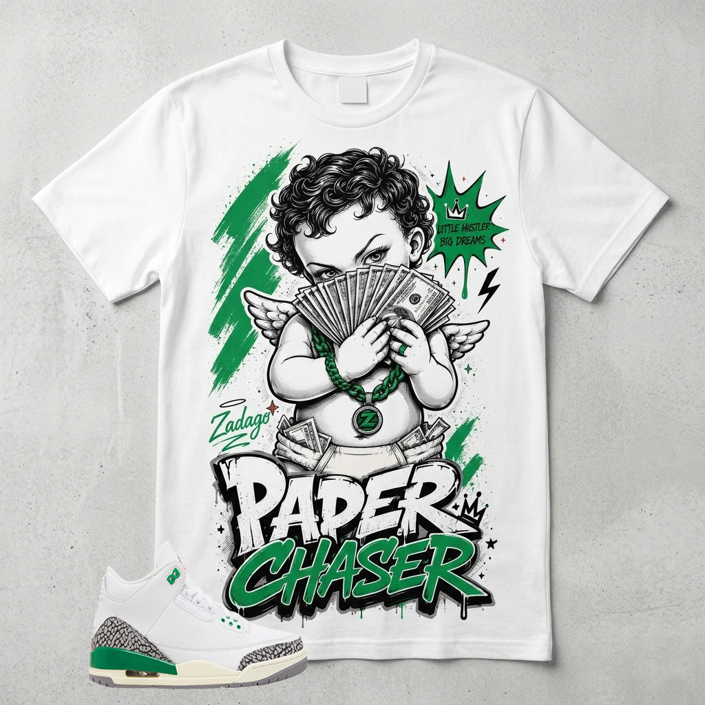 White Lucky Green 3s Zadago Shirt Paper Chaser Graphic