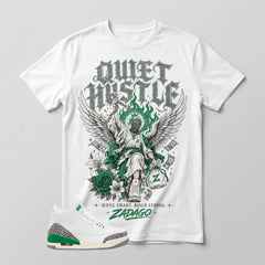 White Lucky Green 3s Zadago Shirt Quiet Hustle Graphic