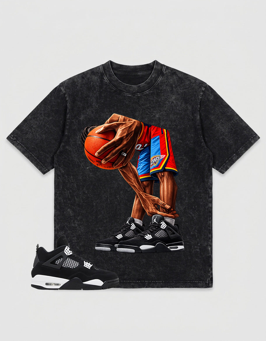 White Thunder 4s Zadago Washed T-shirt Ball Time Graphic