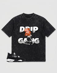 White Thunder 4s Zadago Washed T-shirt Drip Gang Graphic