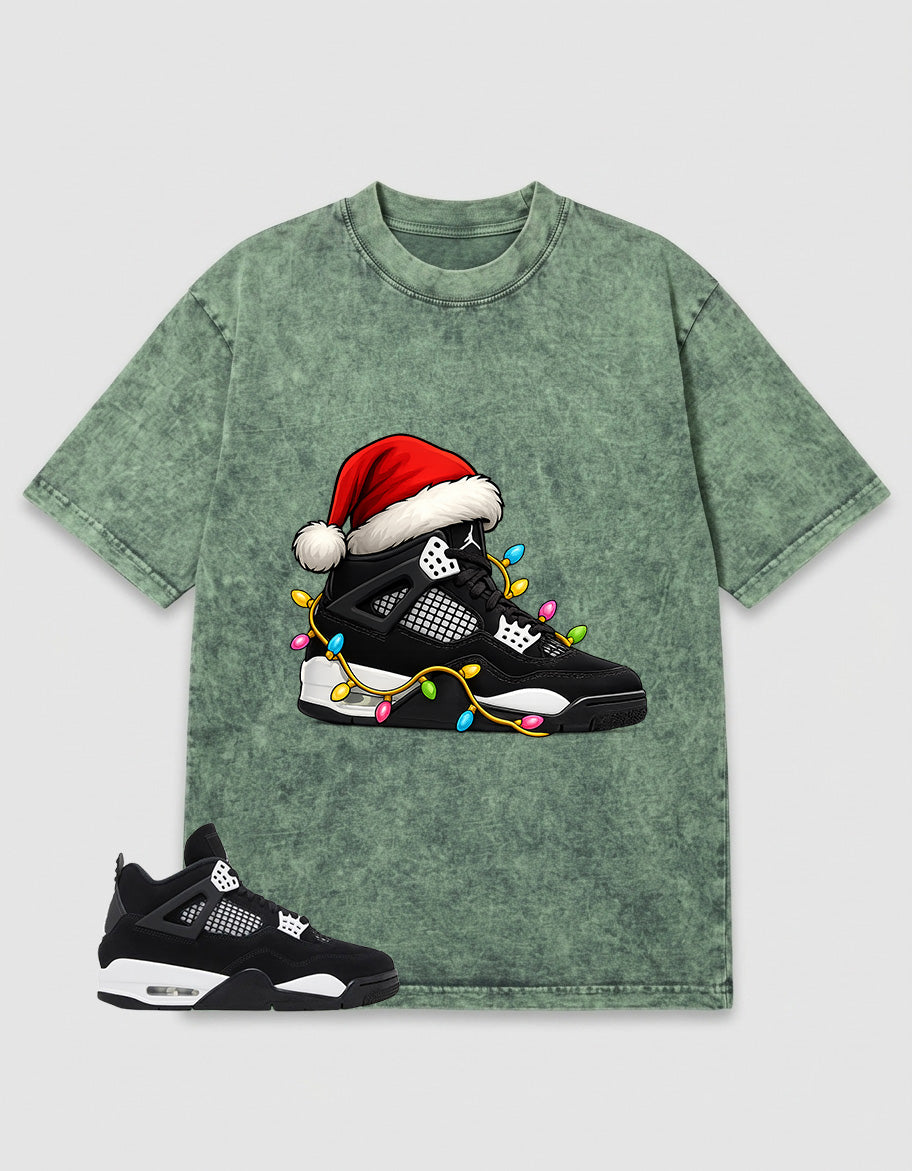 White Thunder 4s Zadago Washed T-shirt Kickmas Graphic