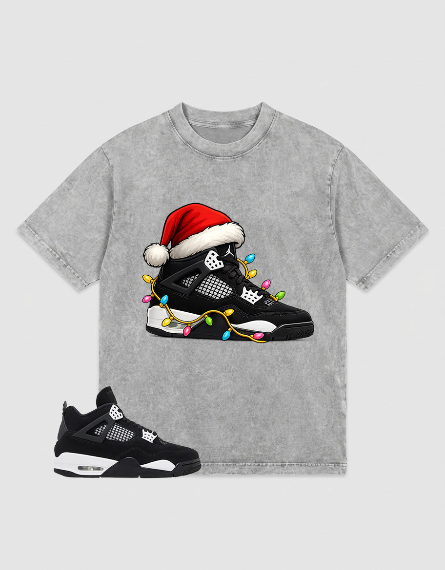 White Thunder 4s Zadago Washed T-shirt Kickmas Graphic
