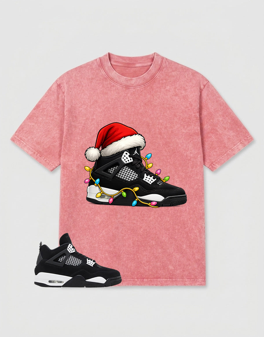 White Thunder 4s Zadago Washed T-shirt Kickmas Graphic