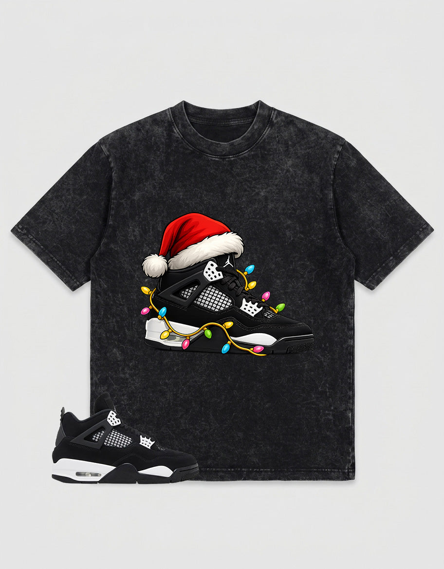 White Thunder 4s Zadago Washed T-shirt Kickmas Graphic
