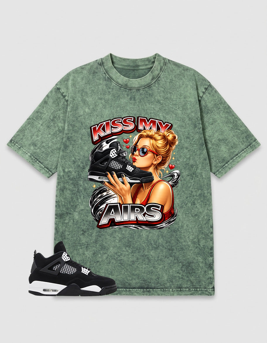 White Thunder 4s Zadago Washed T-shirt Kiss My Airs Graphic