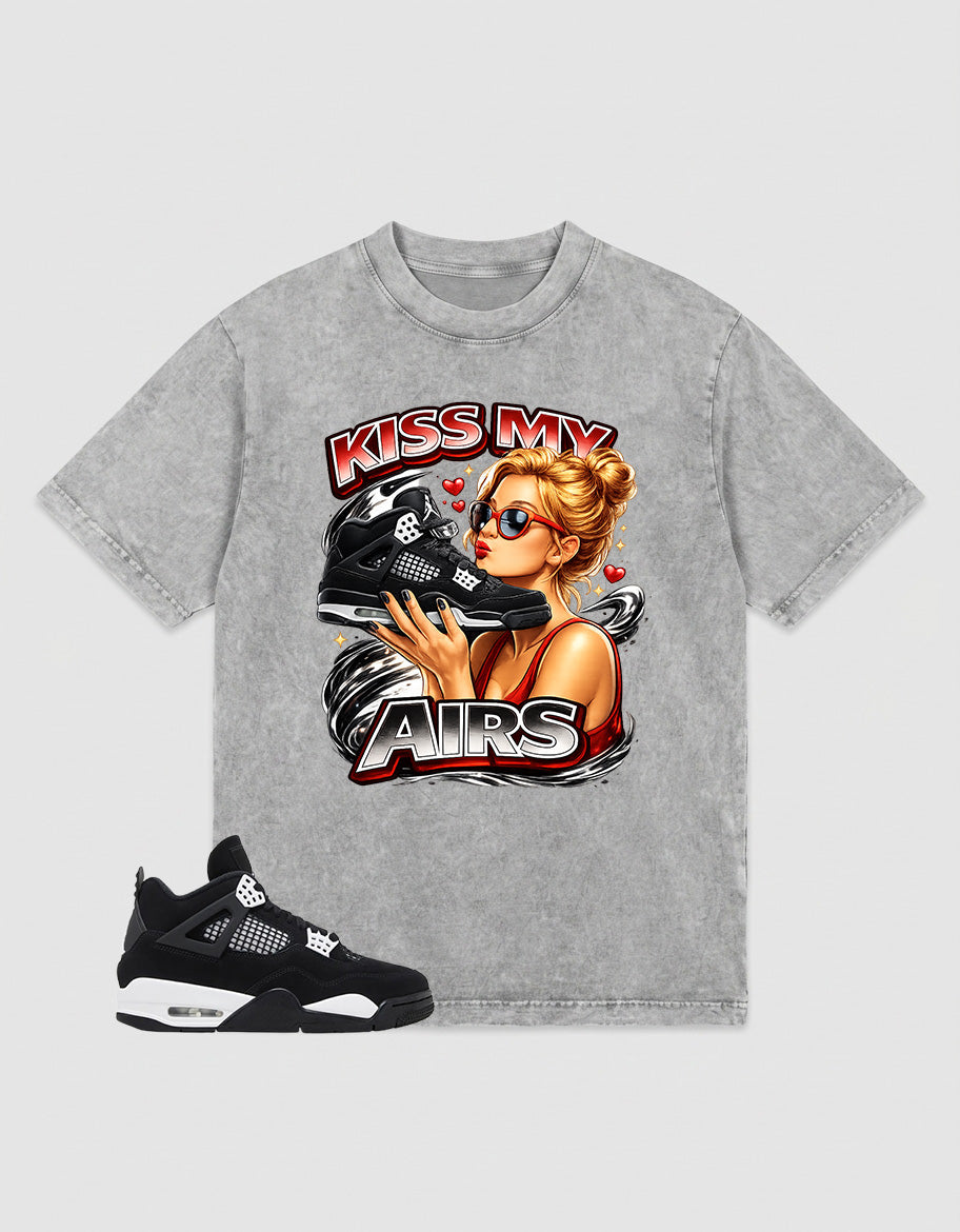 White Thunder 4s Zadago Washed T-shirt Kiss My Airs Graphic