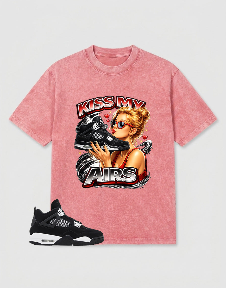 White Thunder 4s Zadago Washed T-shirt Kiss My Airs Graphic