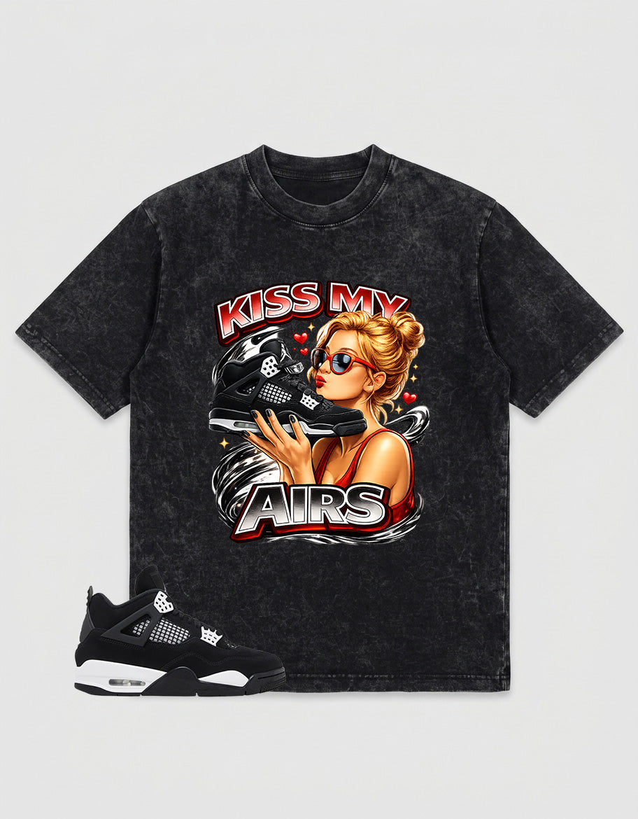 White Thunder 4s Zadago Washed T-shirt Kiss My Airs Graphic