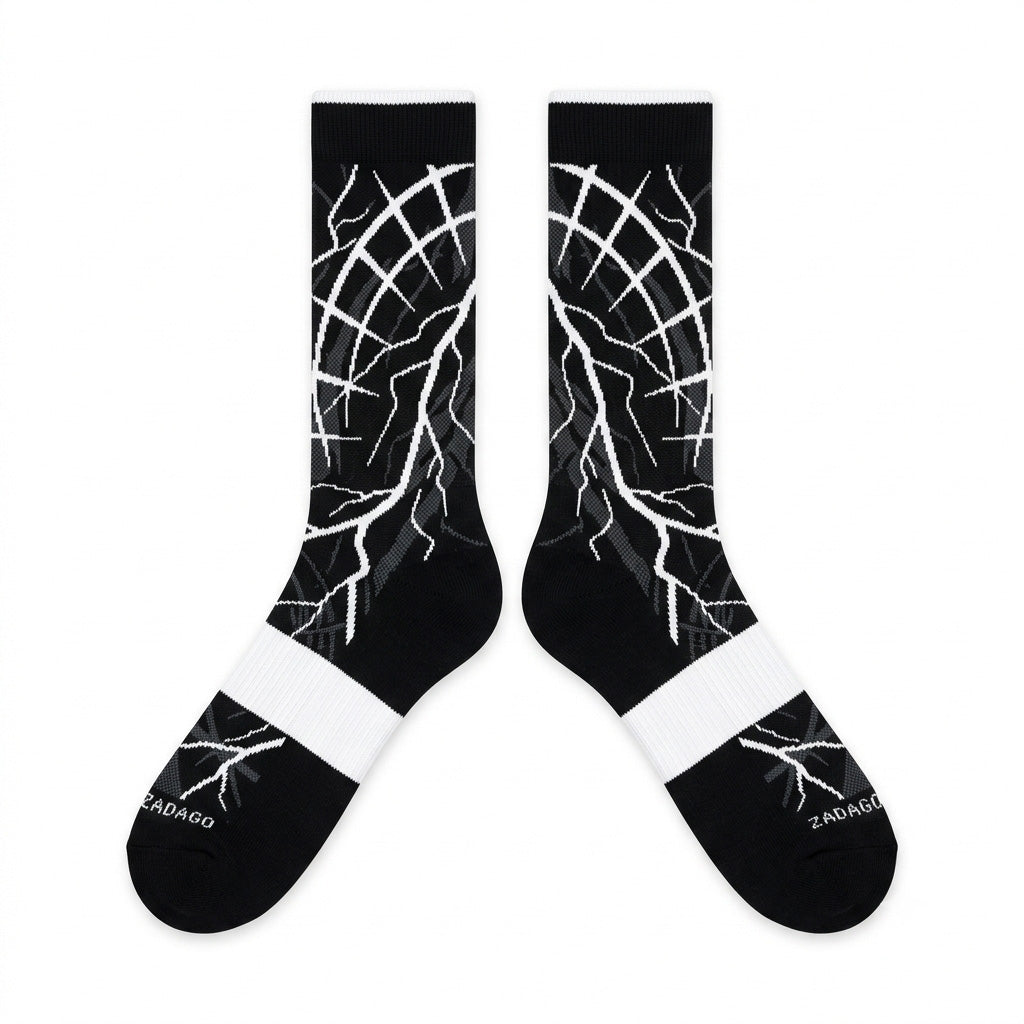 White Thunder Socks – Air Jordan 4 Inspired Mid-Calf Unisex Crew Socks