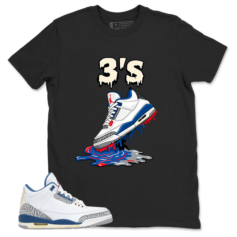 White True Blue 3s Zadago Shirt 3's Dripping Graphic