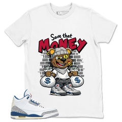 White True Blue 3s Zadago Shirt Save That Money Graphic
