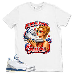 White True Blue 3s Zadago Shirt Kiss My Airs Graphic