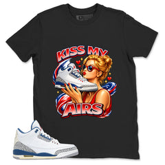White True Blue 3s Zadago Shirt Kiss My Airs Graphic