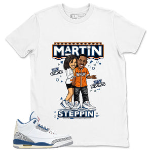 White True Blue 3s Zadago Shirt Martin Steppin Graphic