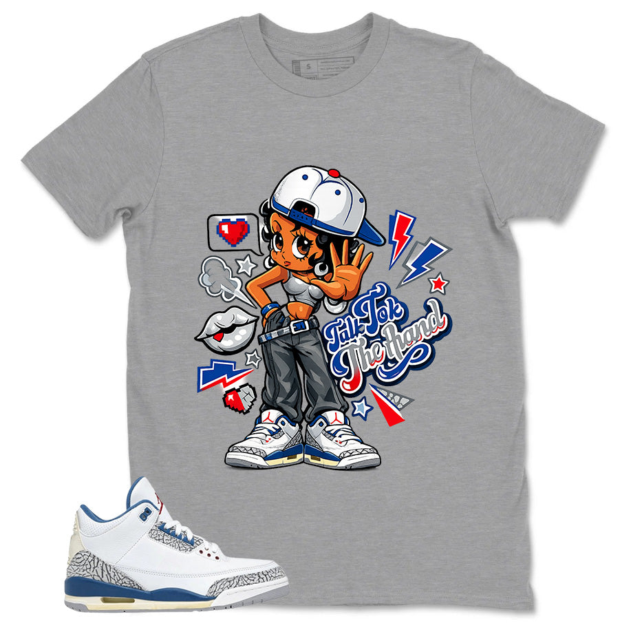 White True Blue 3s Zadago Shirt Talk To The Hand Graphic