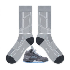 Wolf Grey Socks – Air Jordan 5 Inspired Mid-Calf Crew Socks