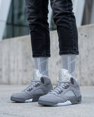 Wolf Grey Socks – Air Jordan 5 Inspired Mid-Calf Crew Socks