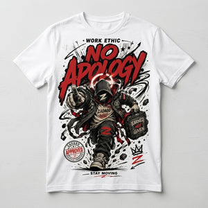 Work Ethic No Apology White Graphic T-shirt